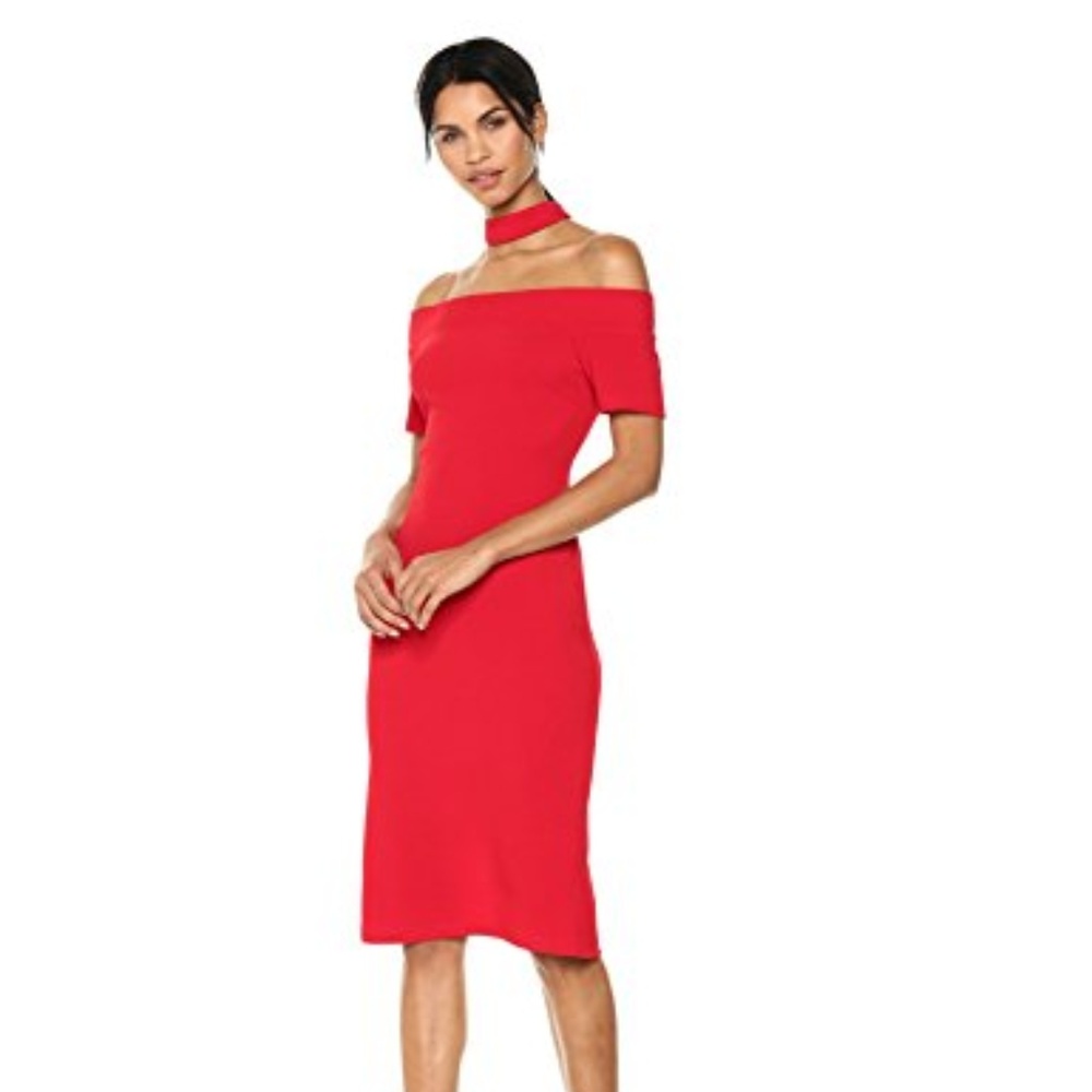 Nicole Miller Studio Off the Shoulder Midi Dress
